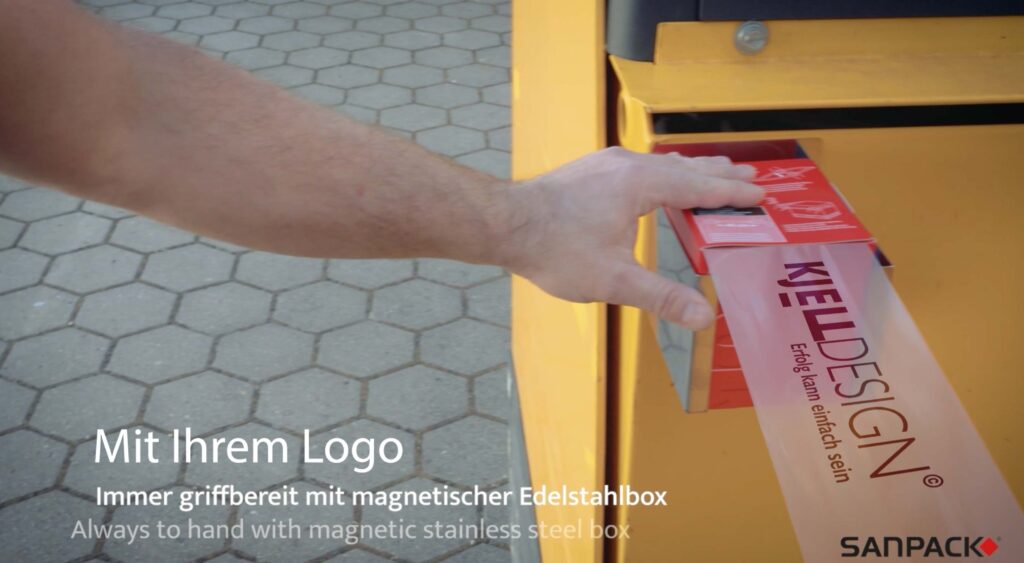 sanstrap stretchband with custom logo print attached to vehicle panelling