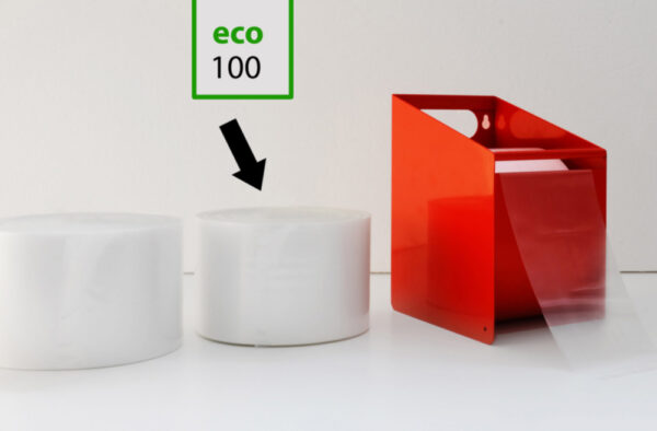 Nachfüllrollen für sanstrap® Metallbox, eco-Folie aus 90 % BioPE, 100 mm Breite,