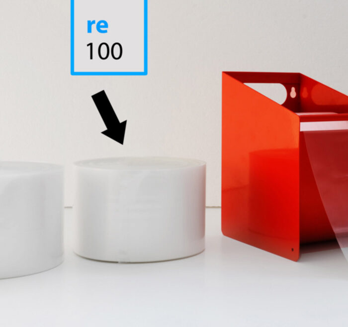 Nachfüllrollen für sanstrap® Metallbox, re-Folie mit 30 % Recyclinganteil, 100 mm Breite